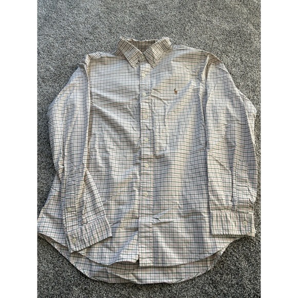 Ralph Lauren Mens XL Custom Fit Tattersall Check Button Down Pink Green Tan - Picture 4 of 7